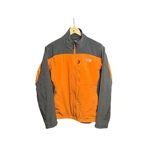 The North Face Mens M Fleece Lined Jacket Orange Gray Zip Front